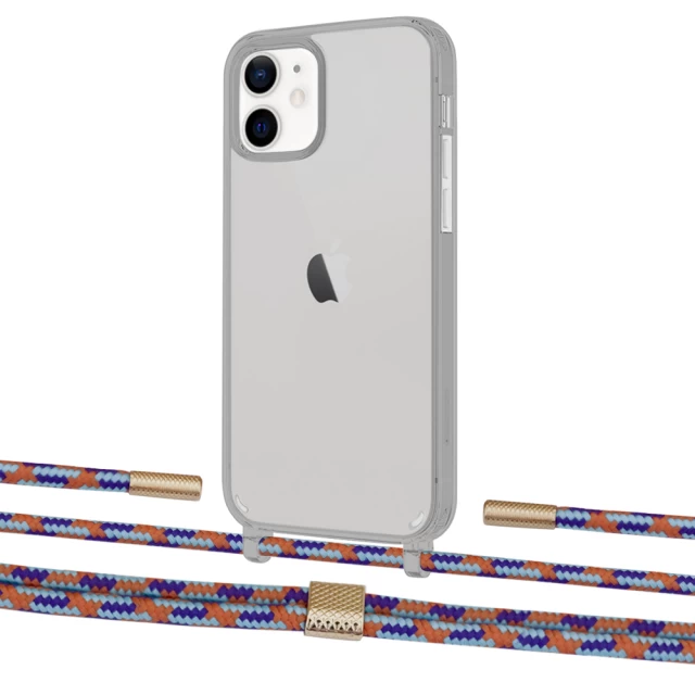 Чехол Upex Crossbody Protection Case для iPhone 12 | 12 Pro Dark with Twine Blue Sunset and Fausset Gold (UP84227)