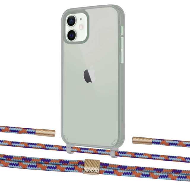 Чохол Upex Crossbody Protection Case для iPhone 12 | 12 Pro Dark with Twine Blue Sunset and Fausset Gold (UP84227)