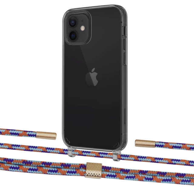 Чохол Upex Crossbody Protection Case для iPhone 12 | 12 Pro Dark with Twine Blue Sunset and Fausset Gold (UP84227)