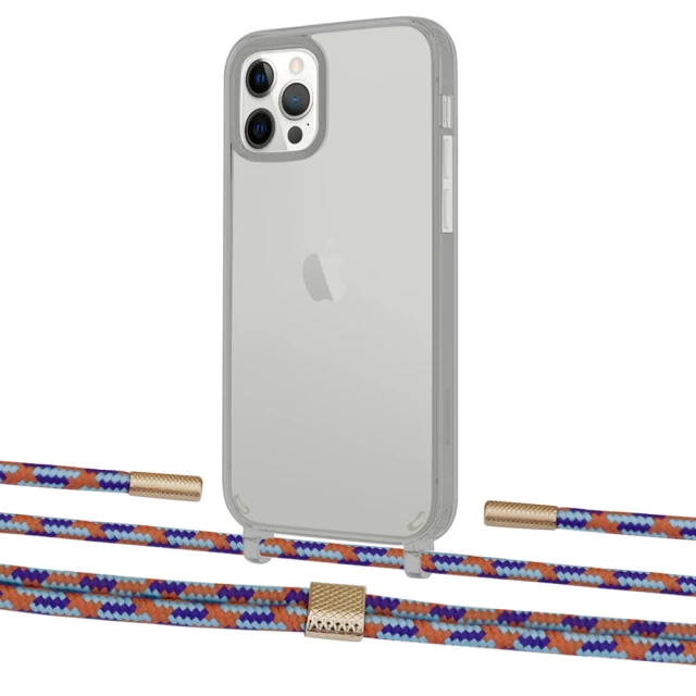 Чехол Upex Crossbody Protection Case для iPhone 12 | 12 Pro Dark with Twine Blue Sunset and Fausset Gold (UP84227)