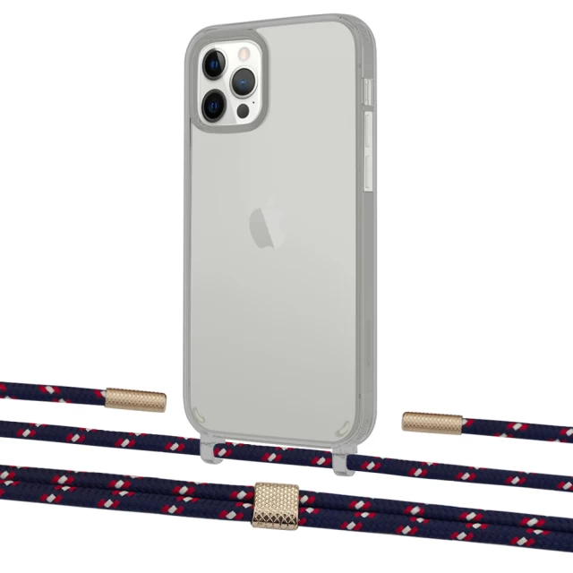 Чохол Upex Crossbody Protection Case для iPhone 12 | 12 Pro Dark with Twine Blue Marine and Fausset Gold (UP84229)