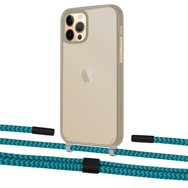 Чохол Upex Crossbody Protection Case для iPhone 12 Pro Max Dark with Twine Cyan and Fausset Matte Black (UP84293)