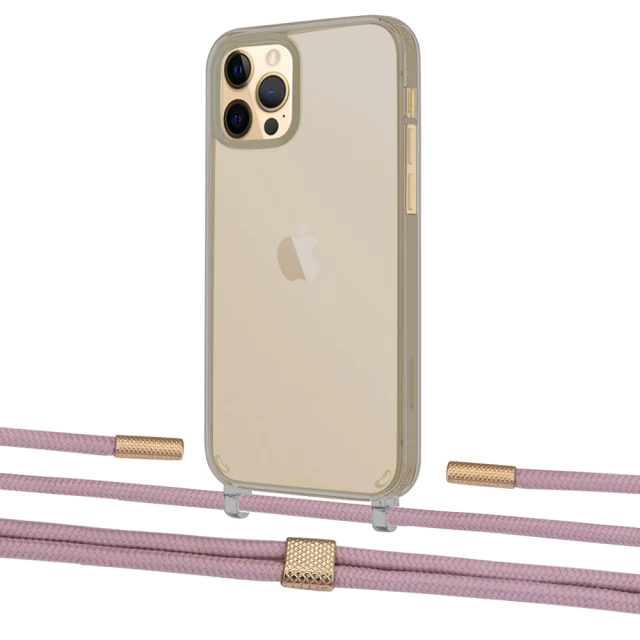 Чехол Upex Crossbody Protection Case для iPhone 12 Pro Max Dark with Twine Rose Gold and Fausset Gold (UP84318)
