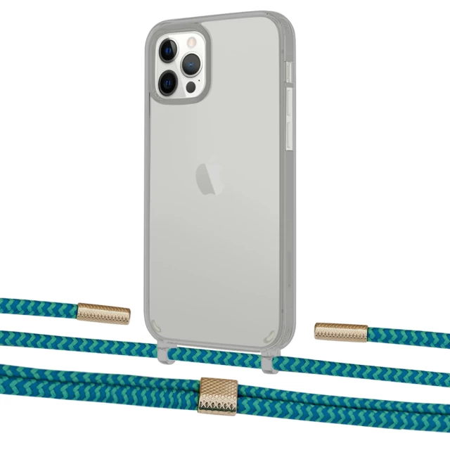 Чохол Upex Crossbody Protection Case для iPhone 12 Pro Max Dark with Twine Cyan and Fausset Gold (UP84327)