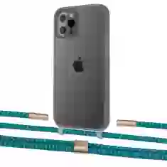 Чохол Upex Crossbody Protection Case для iPhone 12 Pro Max Dark with Twine Cyan and Fausset Gold (UP84327)