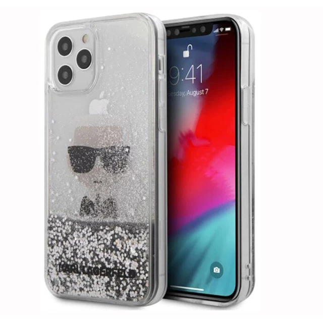 Чехол Karl Lagerfeld Iconic Liquid Glitter для iPhone 12 | 12 Pro Silver (KLHCP12MGLIKSL)