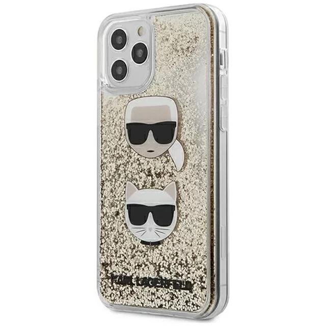 Чохол Karl Lagerfeld Liquid Glitter Karl and Choupette для iPhone 12 | 12 Pro Gold (KLHCP12MKCGLGO)