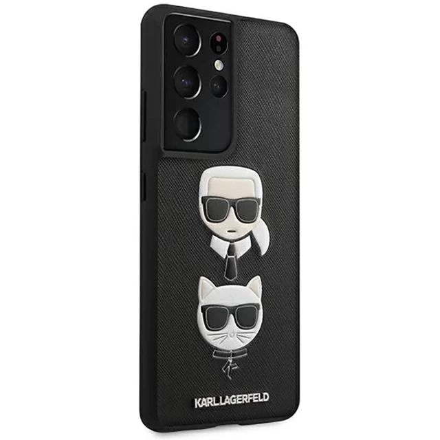 Чехол Karl Lagerfeld Saffiano Iconic Karl and Choupette Head для Samsung Galaxy S21 Ultra Black (KLHCS21LSAKICKCBK)