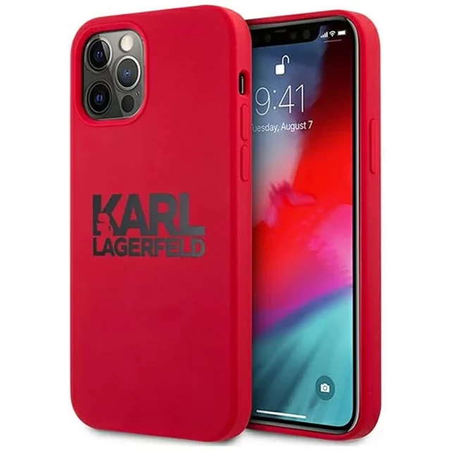 Чехол Karl Lagerfeld Silicone Stack Logo для iPhone 12 | 12 Pro Red (KLHCP12MSLKLRE)