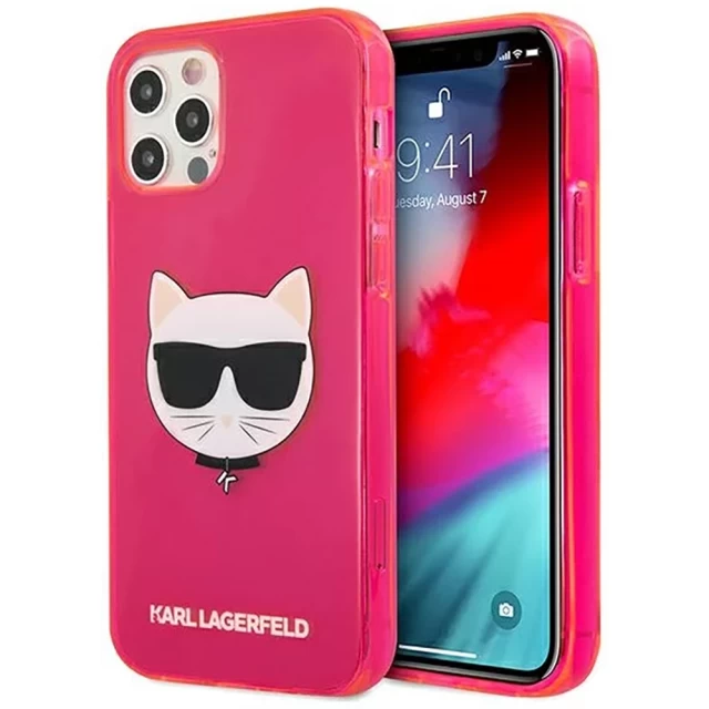 Чохол Karl Lagerfeld Glitter Choupette Fluo для iPhone 12 | 12 Pro Pink (KLHCP12MCHTRP)