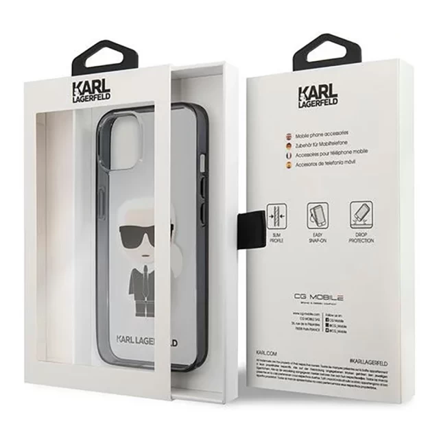 Чехол Karl Lagerfeld Iconic Karl для iPhone 13 Transparent (KLHCP13MHIKCK)