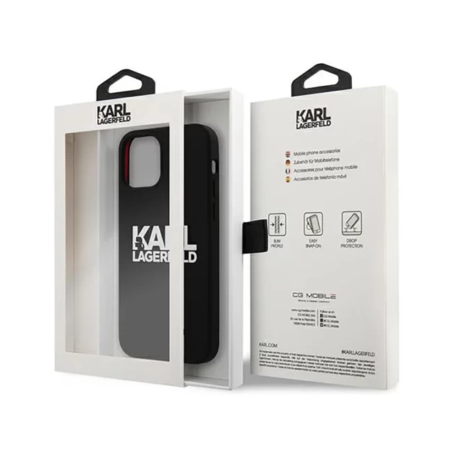 Чохол Karl Lagerfeld Silicone Stack Logo для iPhone 13 mini Black (KLHCP13SSLKLRBK)