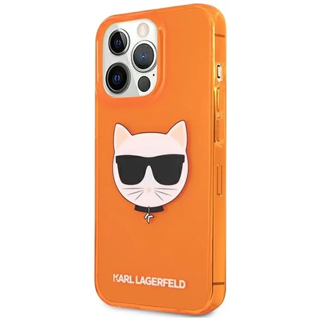 Чохол Karl Lagerfeld Glitter Choupette Fluo для iPhone 13 Pro Max Orange (KLHCP13XCHTRO)