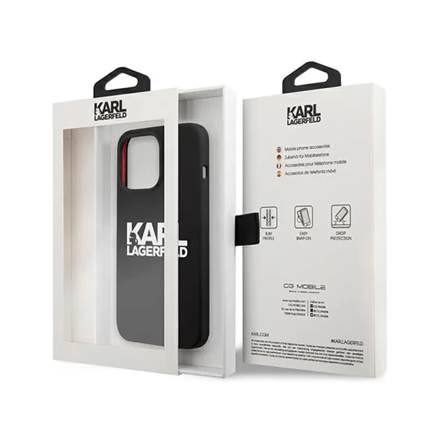 Чохол Karl Lagerfeld Silicone Stack Logo для iPhone 13 Pro Max Black (KLHCP13XSLKLRBK)