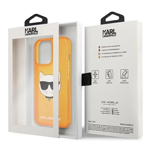 Чохол Karl Lagerfeld Glitter Choupette Fluo для iPhone 13 Pro Orange (KLHCP13LCHTRO)