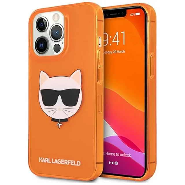 Чохол Karl Lagerfeld Glitter Choupette Fluo для iPhone 13 Pro Orange (KLHCP13LCHTRO)