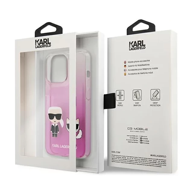 Чехол Karl Lagerfeld Karl and Choupette для iPhone 13 Pro Max Pink (KLHCP13XCKTRP)