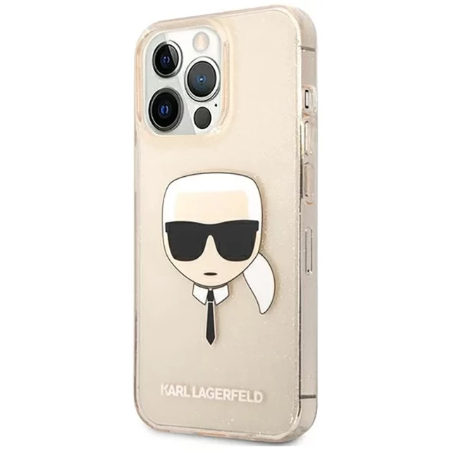 Чохол Karl Lagerfeld Glitter Karl's Head для iPhone 13 Pro Max Gold (KLHCP13XKHTUGLGO)