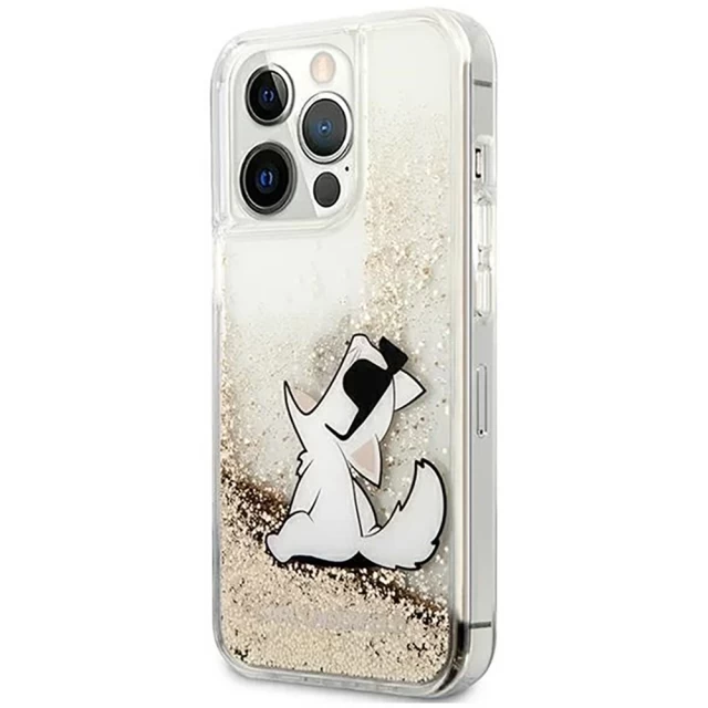 Чехол Karl Lagerfeld Liquid Glitter Choupette Fun для iPhone 13 Pro Gold (KLHCP13LGCFD)