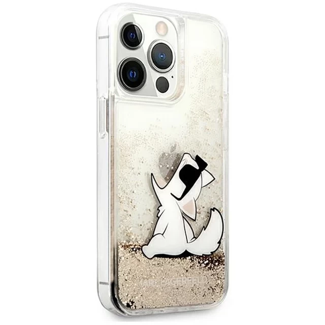 Чехол Karl Lagerfeld Liquid Glitter Choupette Fun для iPhone 13 Pro Gold (KLHCP13LGCFD)