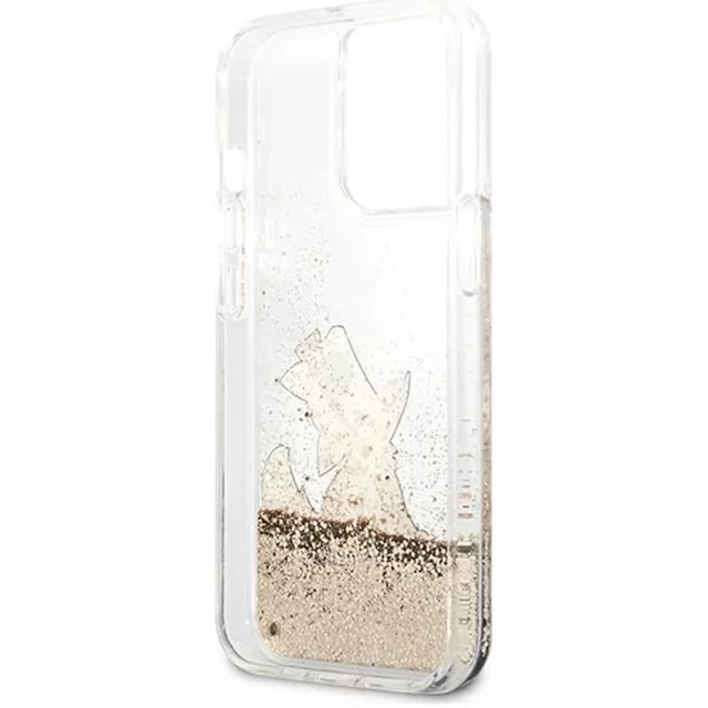 Чохол Karl Lagerfeld Liquid Glitter Choupette Fun для iPhone 13 Pro Gold (KLHCP13LGCFD)