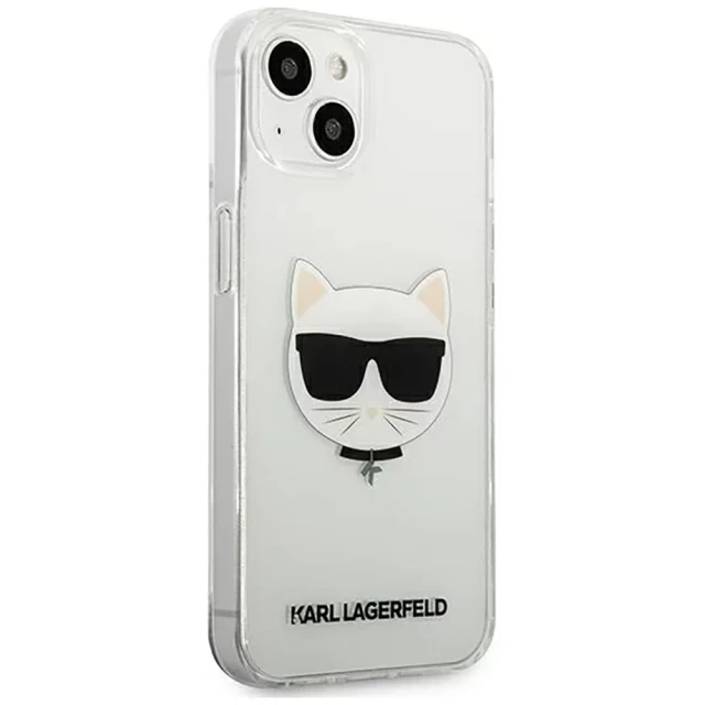 Чехол Karl Lagerfeld Saffiano Iconic Karl and Choupette Head для iPhone 13 Transparent (KLHCP13MCTR)