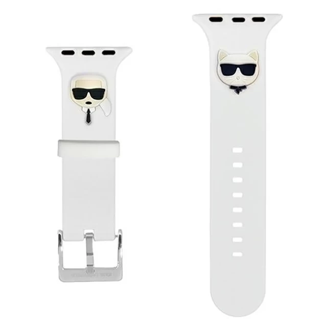 Ремешок Karl Lagerfeld Silicone Iconic Karl and Choupette Head для Apple Watch 49 | 45 | 44 | 42 mm White (KLAWLSLCKW)
