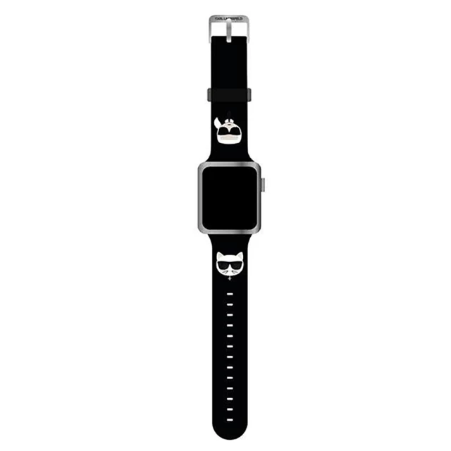Ремінець Karl Lagerfeld Silicone Iconic Karl and Choupette Head для Apple Watch 41 | 40 | 38 mm Black (KLAWMSLCKK)
