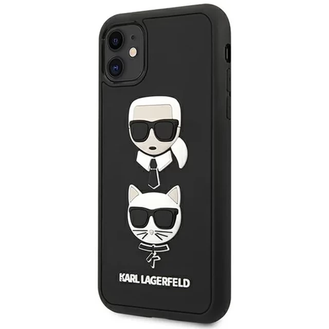 Чехол Karl Lagerfeld Rubber Carl and Choupette для iPhone 11 Black (KLHCN61IK3DKC)