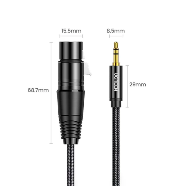 Кабель Ugreen Mini Jack 3.5mm (Male) to XLR (Female) 2m Black (6957303822447)