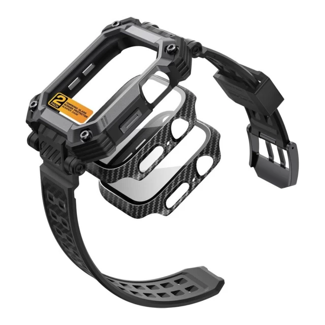 Чехол и защитное стекло Supcase Unicorn Beetle Pro & Tempered Glass для Apple Watch 45 | 44 mm Black (843439123076)