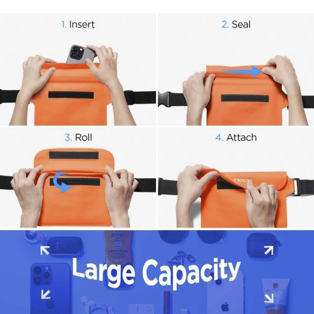 Водонепроникний чохол Spigen A620 Universal Waterproof Waist Bag (2 Pack) Sunset Orange (AMP06021)