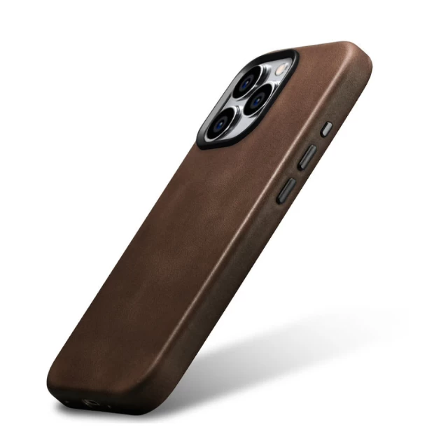 Чехол iCarer Oil Wax Premium Leather Case для iPhone 15 Pro Brown with MagSafe (6975092680321)
