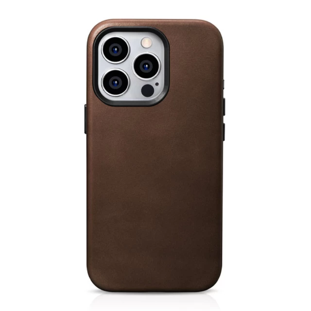 Чохол iCarer Oil Wax Premium Leather Case для iPhone 15 Pro Max Brown with MagSafe (6975092680796)