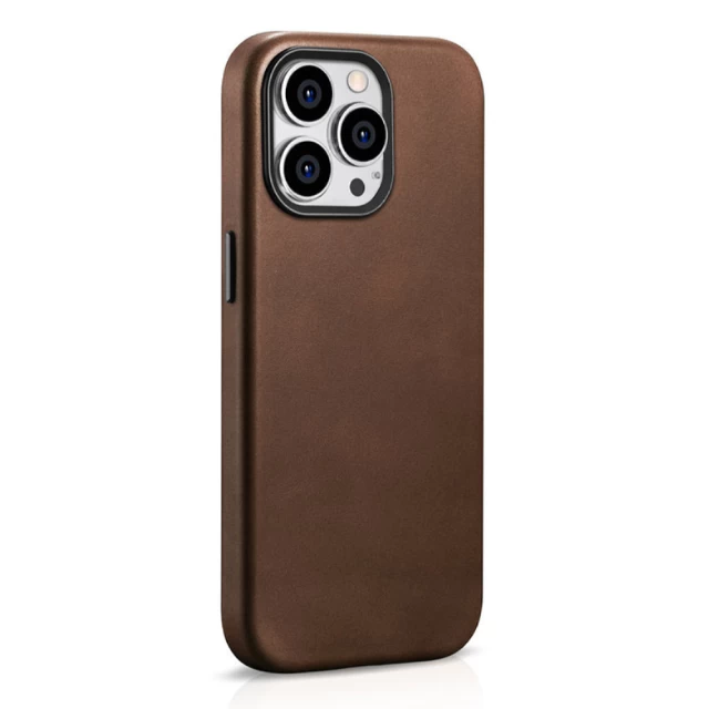 Чохол iCarer Oil Wax Premium Leather Case для iPhone 15 Pro Brown with MagSafe (6975092680321)