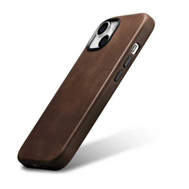 Чехол iCarer Oil Wax Premium Leather Case для iPhone 15 Plus Brown with MagSafe (6975092680772)