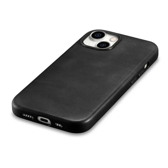 Чохол iCarer Oil Wax Premium Leather Case для iPhone 15 Black with MagSafe (6975092689980)