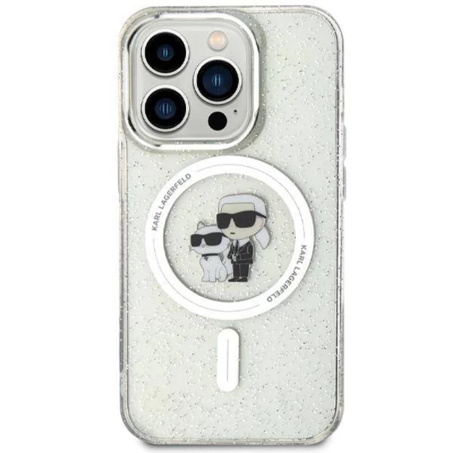 Чехол Karl Lagerfeld Karl & Choupette Glitter для iPhone 14 Pro Transparent with MagSafe (KLHMP14LHGKCNOT)