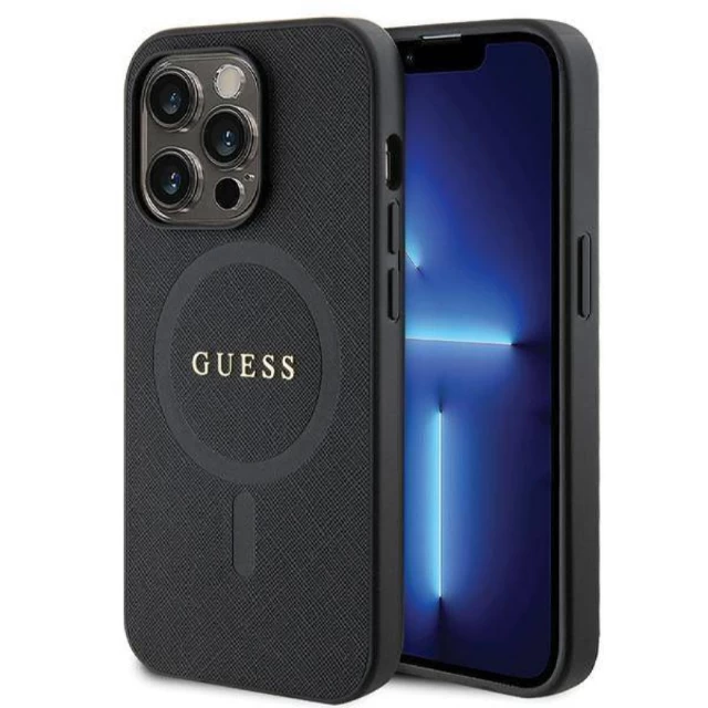 Чехол Guess Saffiano для iPhone 14 Pro Black with MagSafe (GUHMP14LPSAHMCK)