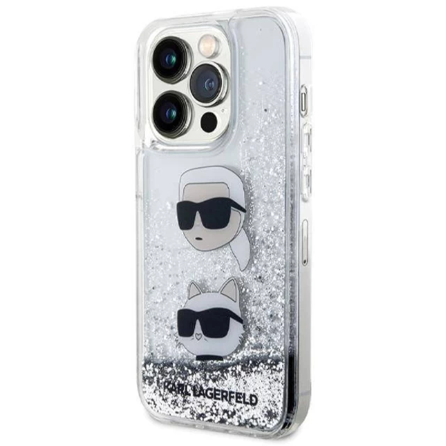 Чохол Karl Lagerfeld Liquid Glitter Karl & Choupette Heads для iPhone 11 | XR Silver (KLHCN61LDHKCNS)