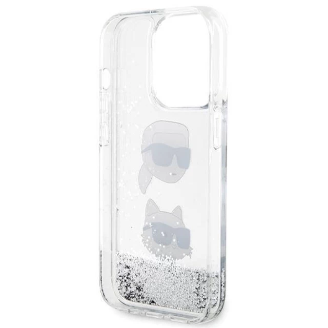 Чехол Karl Lagerfeld Liquid Glitter Karl & Choupette Heads для iPhone 14 Pro Max Silver (KLHCP14XLDHKCNS)