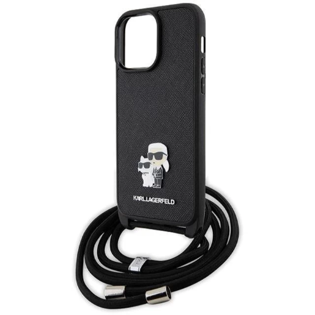 Чохол Karl Lagerfeld Crossbody Saffiano Metal Pin Karl & Choupette для iPhone 14 Pro Max Black (KLHCP14XSAKCPSK)