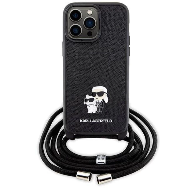 Чохол Karl Lagerfeld Crossbody Saffiano Metal Pin Karl & Choupette для iPhone 13 Pro Max Black (KLHCP13XSAKCPSK)