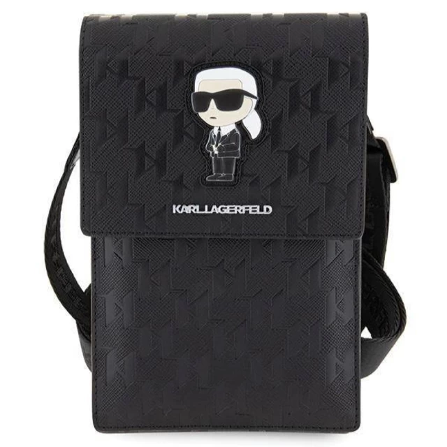 Чехол-сумка Karl Lagerfeld Saffiano Monogram Ikonik (Bag) 18.5 х 12 х 2cm Black (KLWBSAKHPKK)