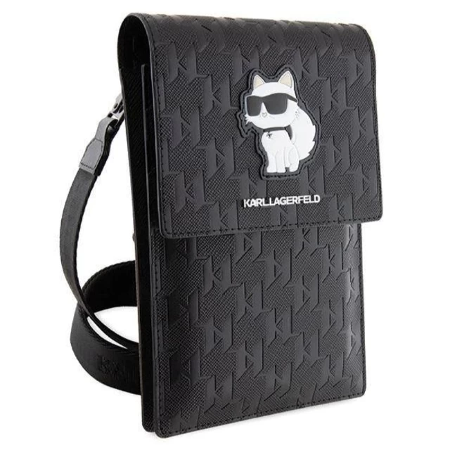 Чехол-сумка Karl Lagerfeld Saffiano Monogram Choupette (Bag) 18.5 х 12 х 2cm Black (KLWBSAKHPCK)