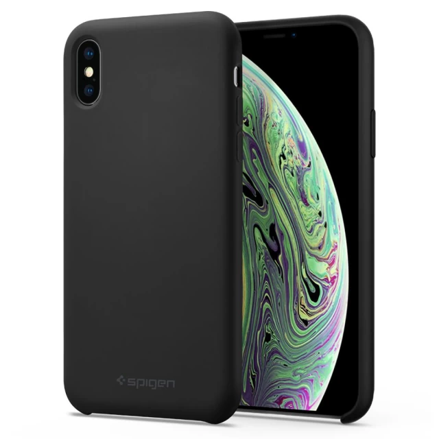 Чохол Spigen для iPhone XS/X Silicone Fit Black (063CS25651)
