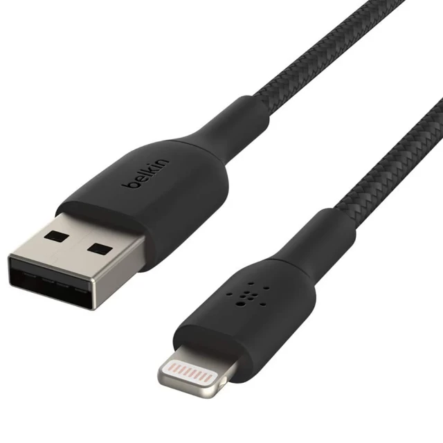 Кабель Belkin USB-A - Lightning BRAIDED Black 0.15m (CAA002BT0MBK)