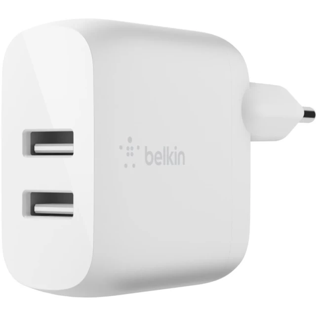 Мережевий зарядний пристрій Belkin Home 24W 2xUSB-A White (WCB002VFWH)