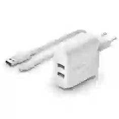 Мережевий зарядний пристрій Belkin Home 24W 2xUSB-A with USB-A to micro USB Cable 1m White (WCE001VF1MWH)