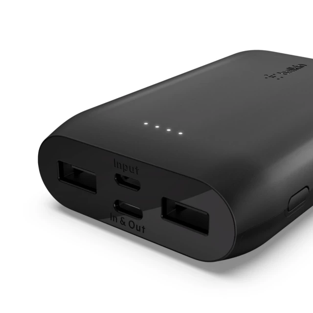 Портативное зарядное устройство Belkin 10000mAh 15W USB-C IN/OUT MICROUSB INUSB-A OUT (F8J267BTBLK)